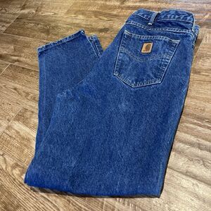 Carhartt Jeans Mens 35x32 Blue Relaxed Fit Tapered Leg Denim Workwear B17 DST